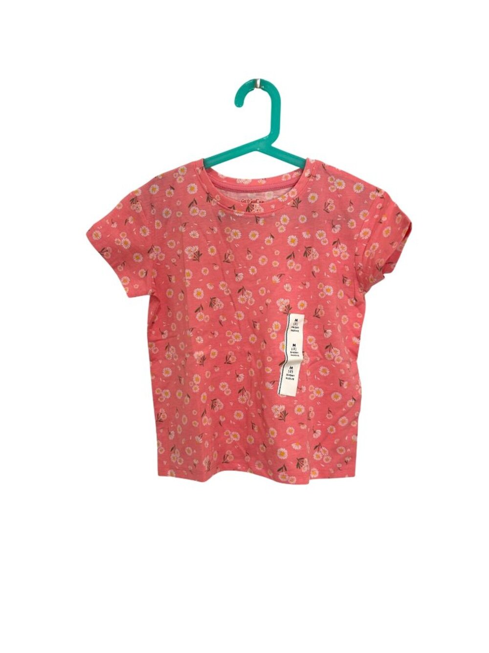 NWT Cat & Jack Girls Pink Floral Short Sleeve T-Shirt M (8) Cotton Blend